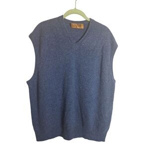 Cashmere Men's Blue Sweater Vest V Neck Winter Wear Size 2X